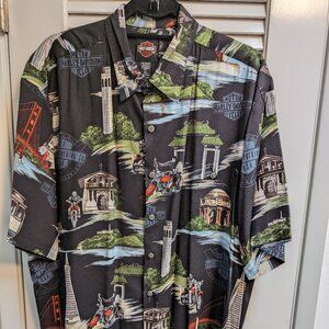 Harley Davidson SF Design Hawaiian Shirt by Tori Richards XL